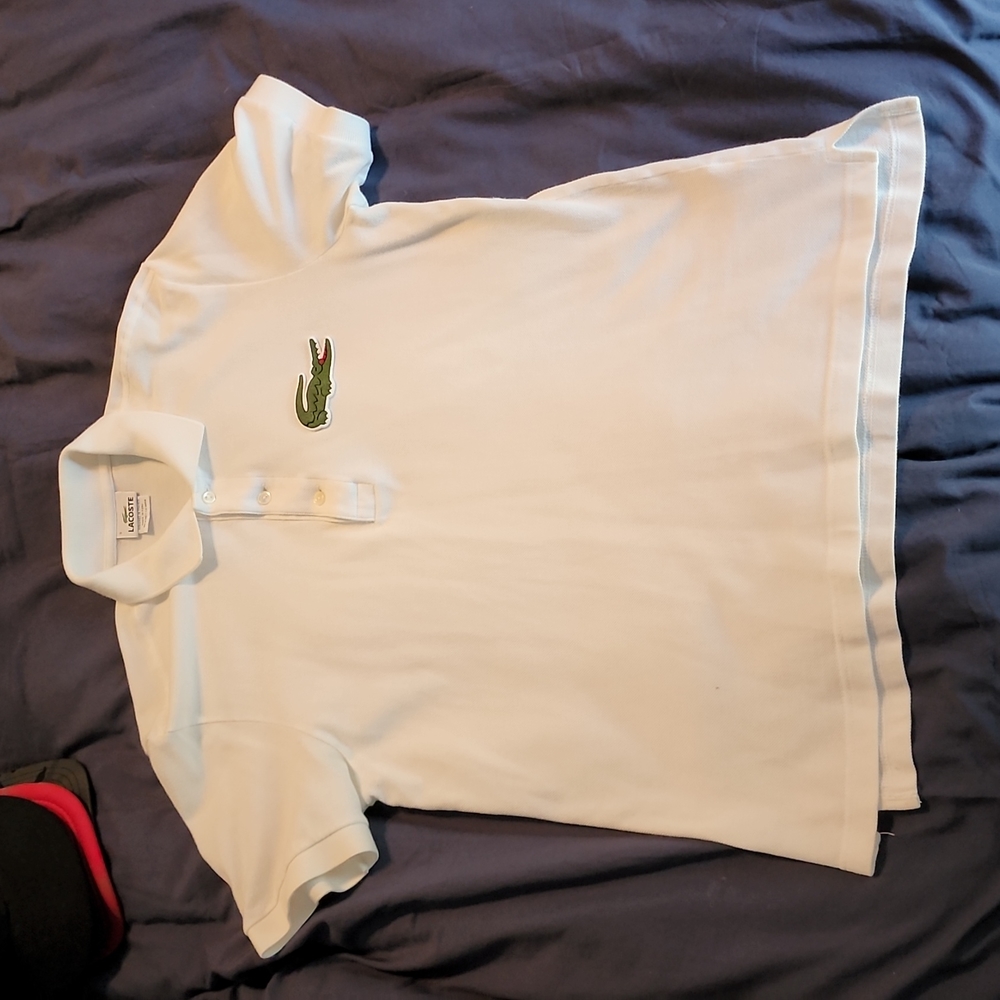 Small White Lacoste Enlarged Emblem Polo
